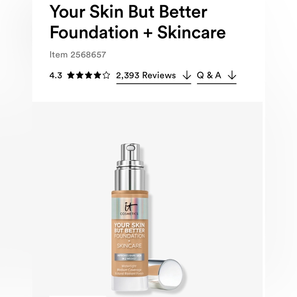 It Cosmetics Foundation/Medium Cool 34/New